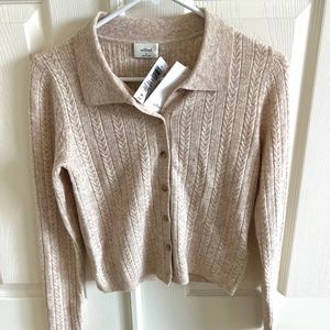 Aritzia Jovial Cardigan- M- Heather Light Oatmeal